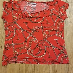 Red chain print Blouse